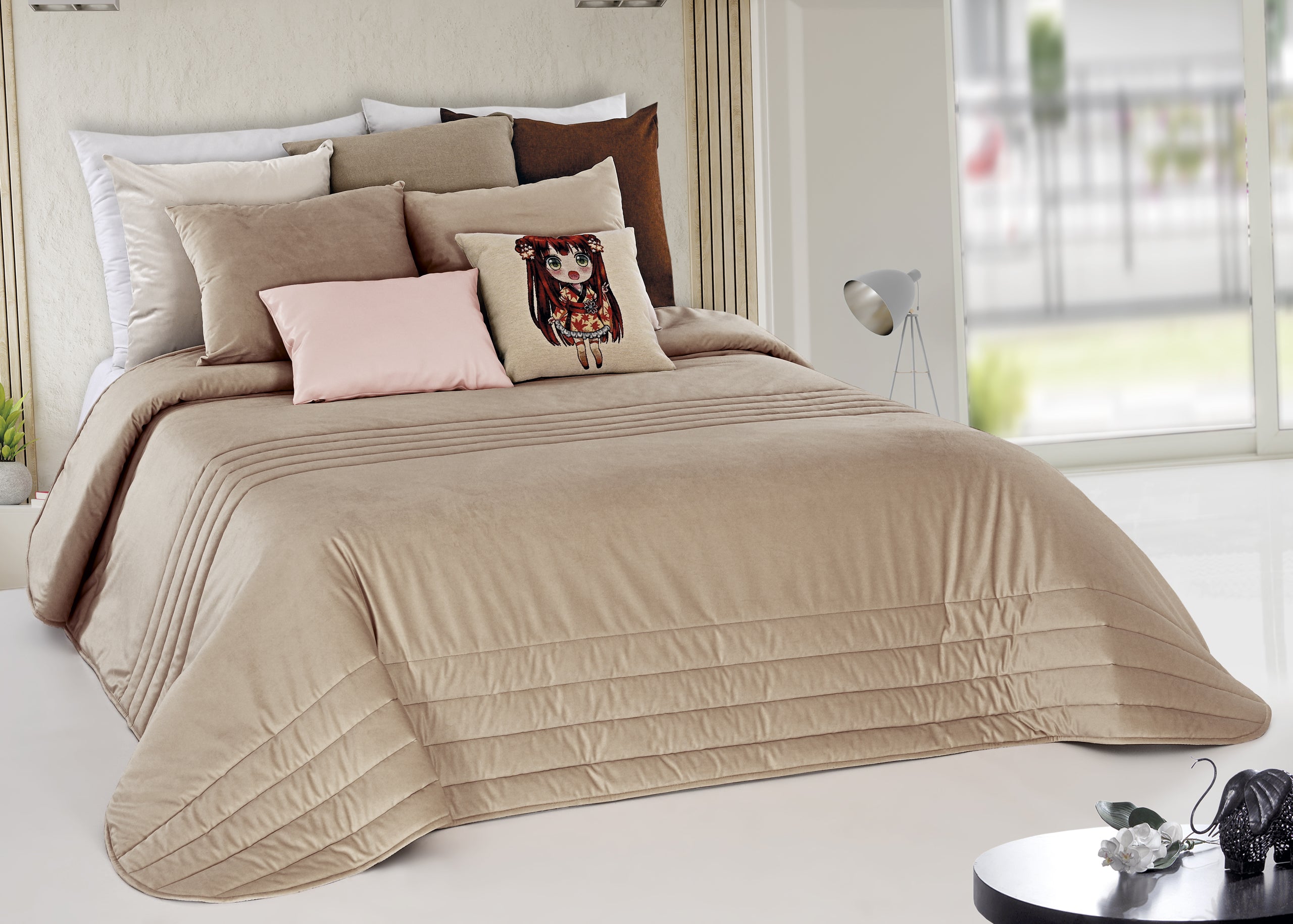 Edredom de Veludo Mogno 2 - Taupe