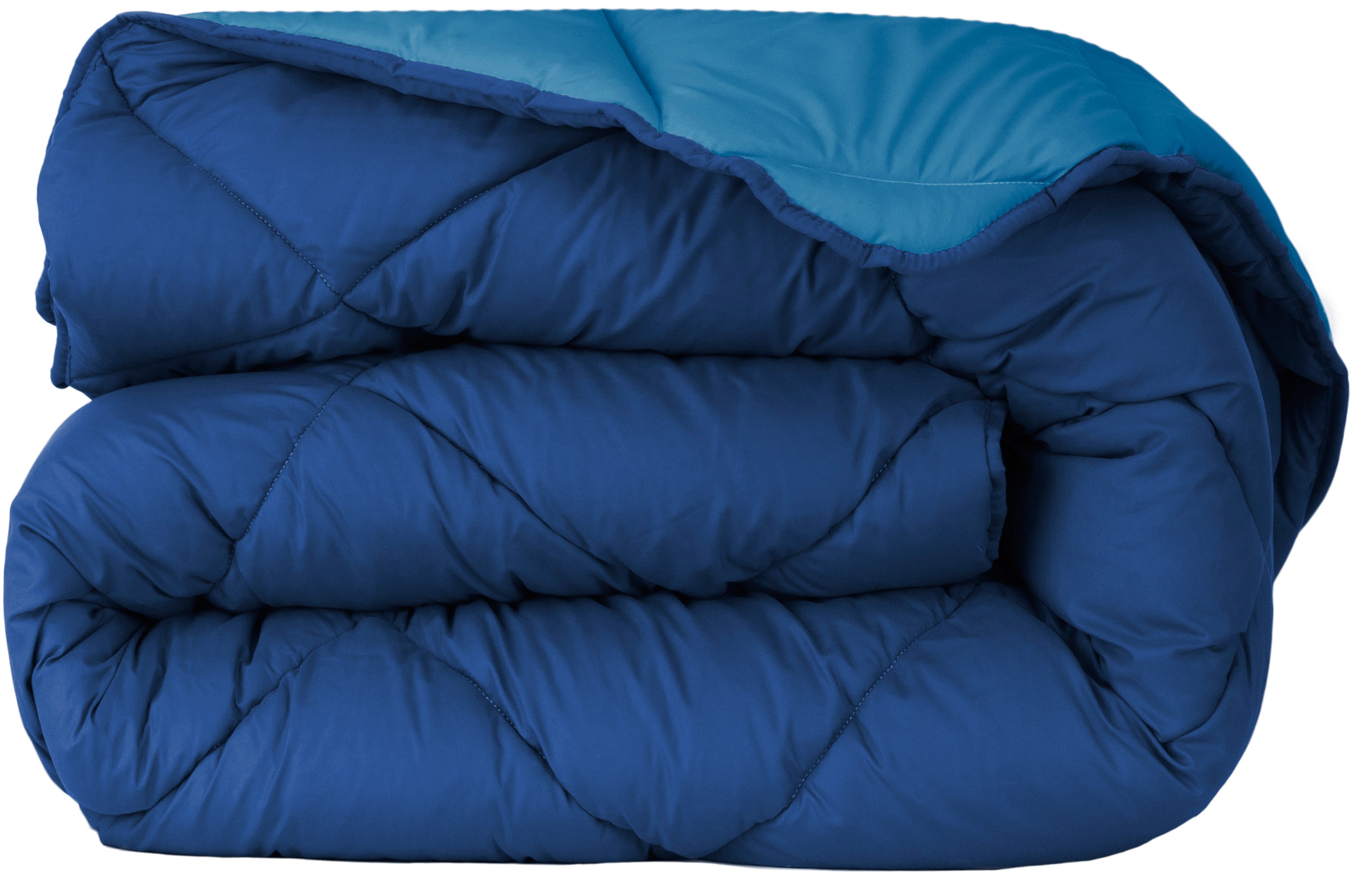 Edredón calefactor bicolor, azul oscuro y azul