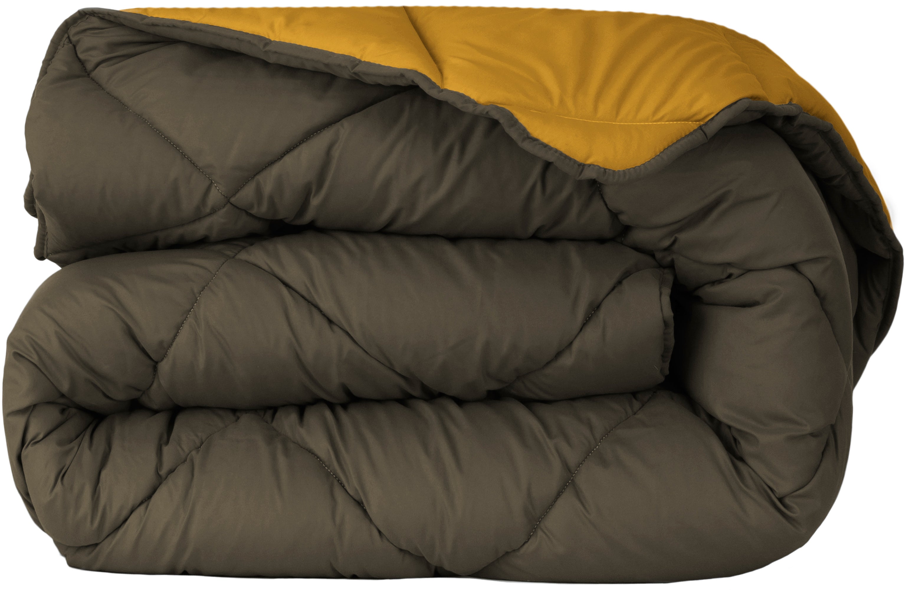 Edredón cálido de dos tonos en caqui y naranja