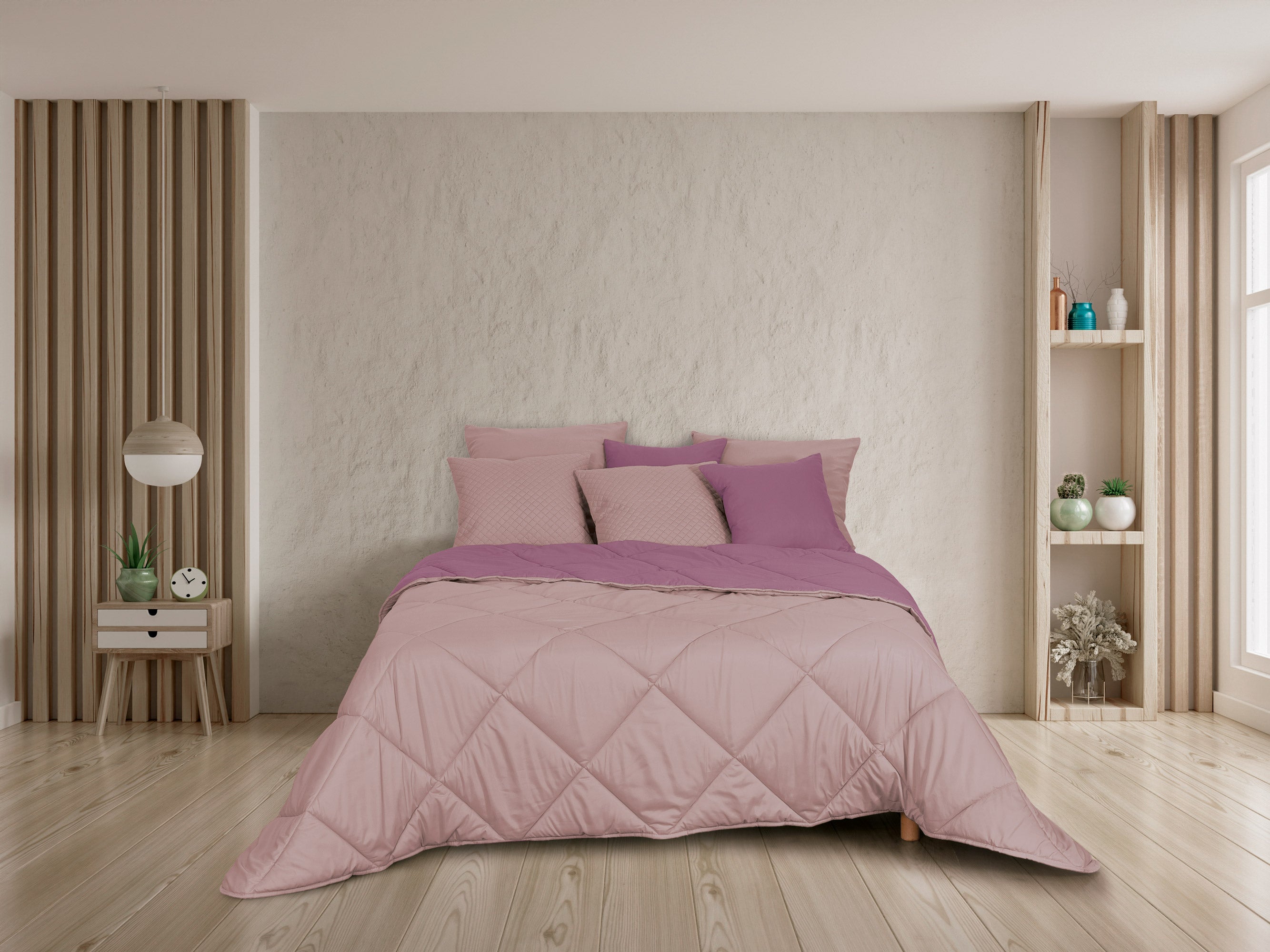 Edredom de Aquecimento Bicolor Rosa Seco e Rosa