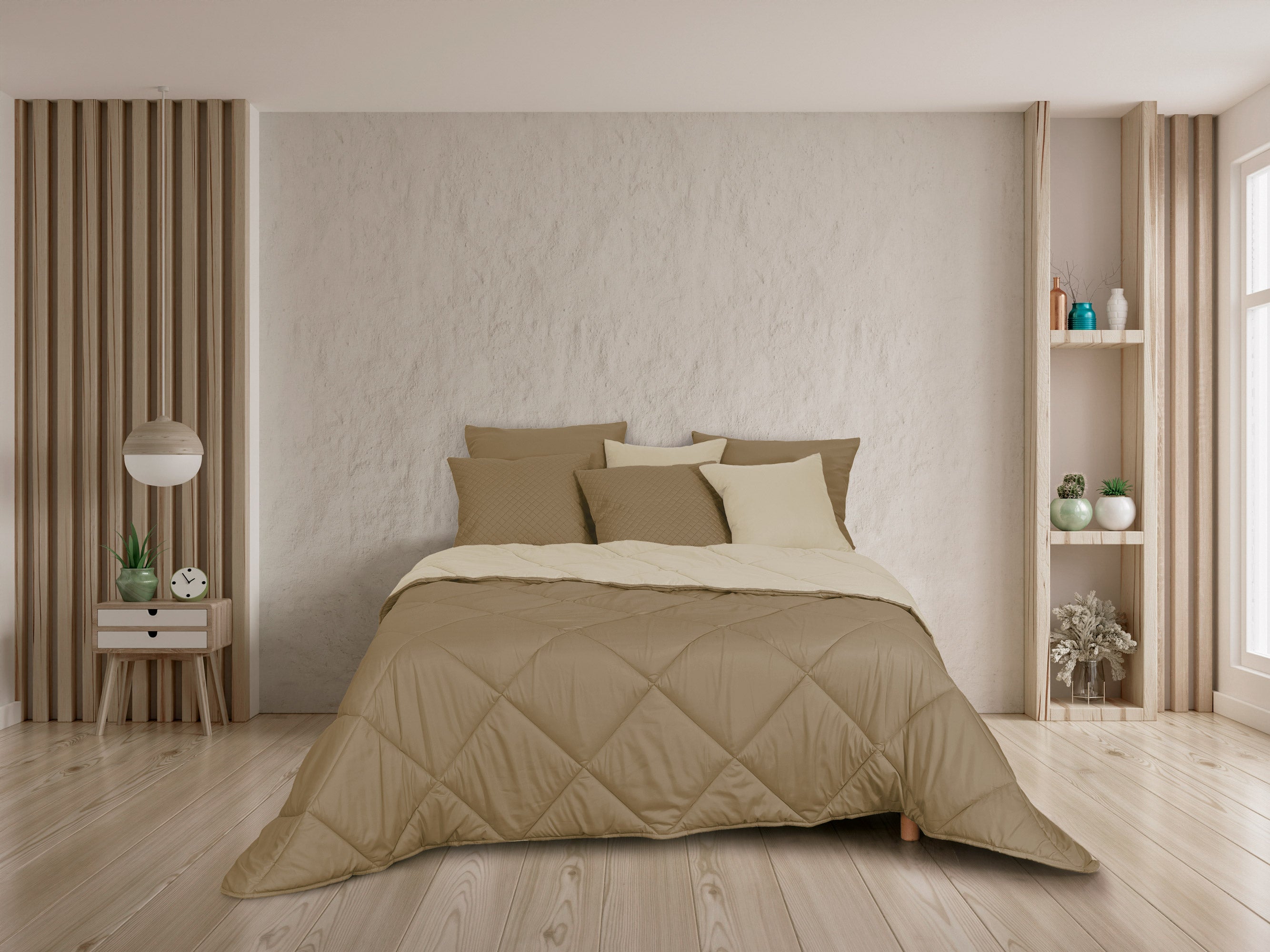 Edredom de Aquecimento Bicolor Taupe e Pérola