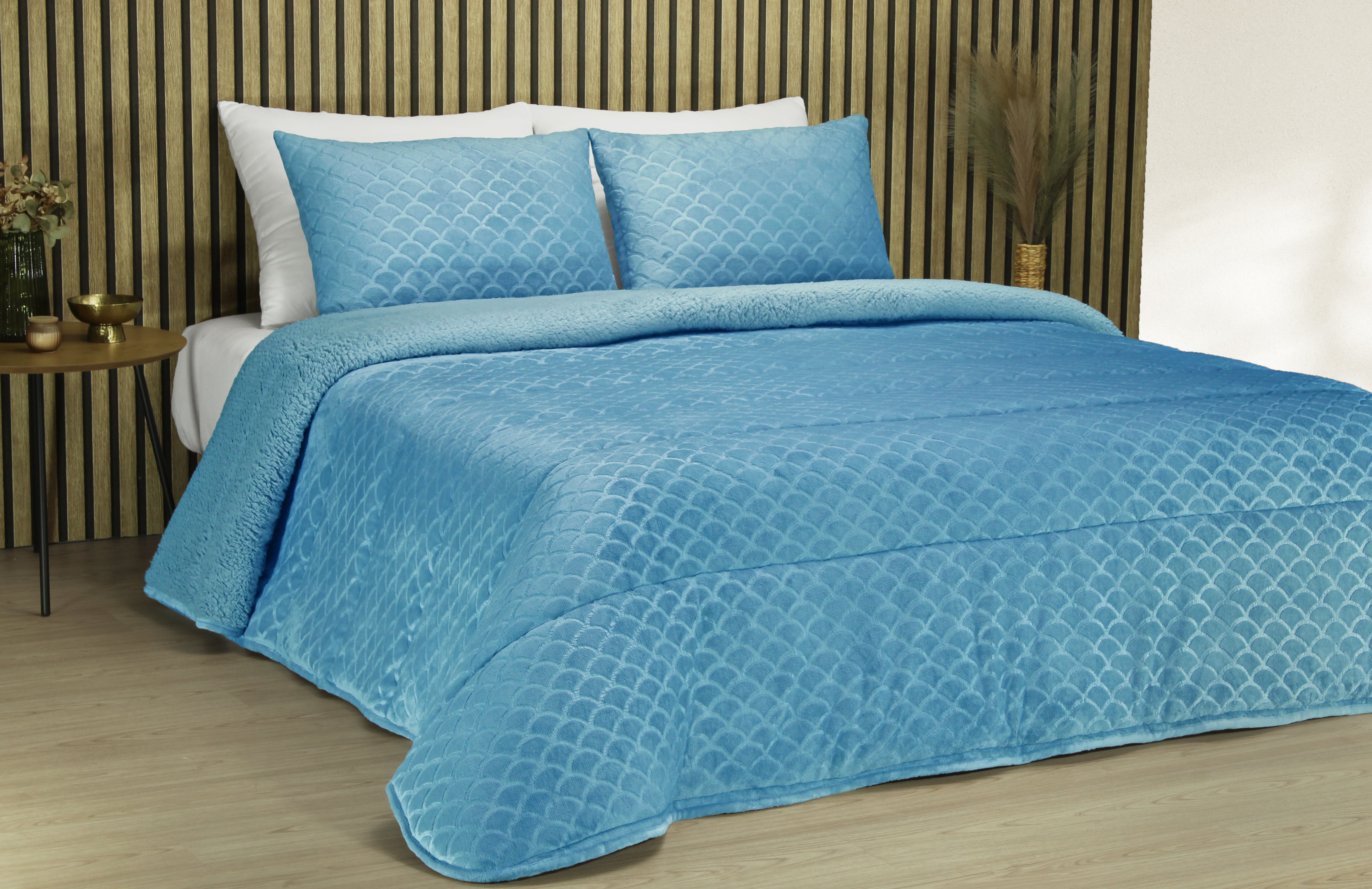 Edredom de Borrego Warm Conchas Azul