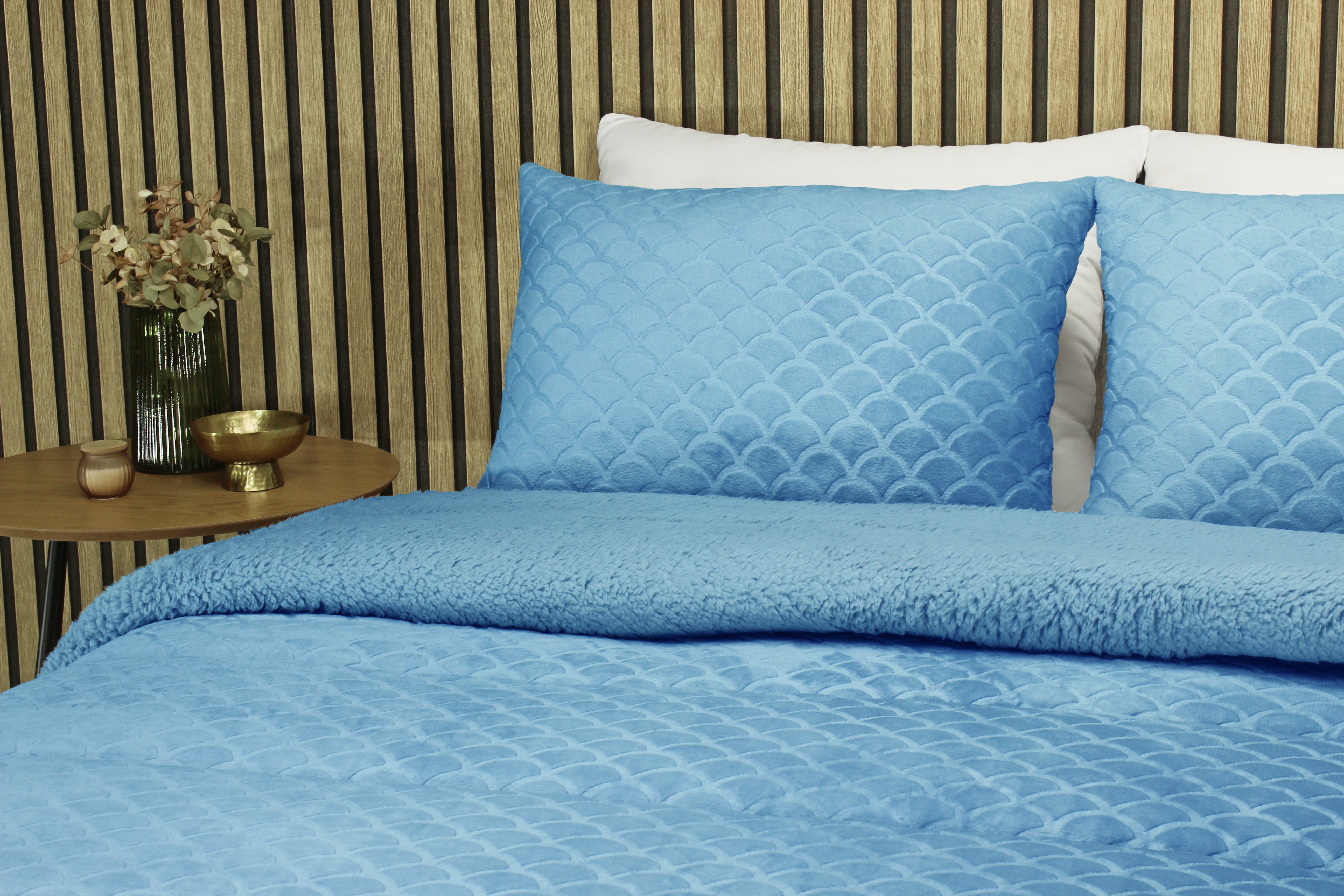 Edredom de Borrego Warm Conchas Azul