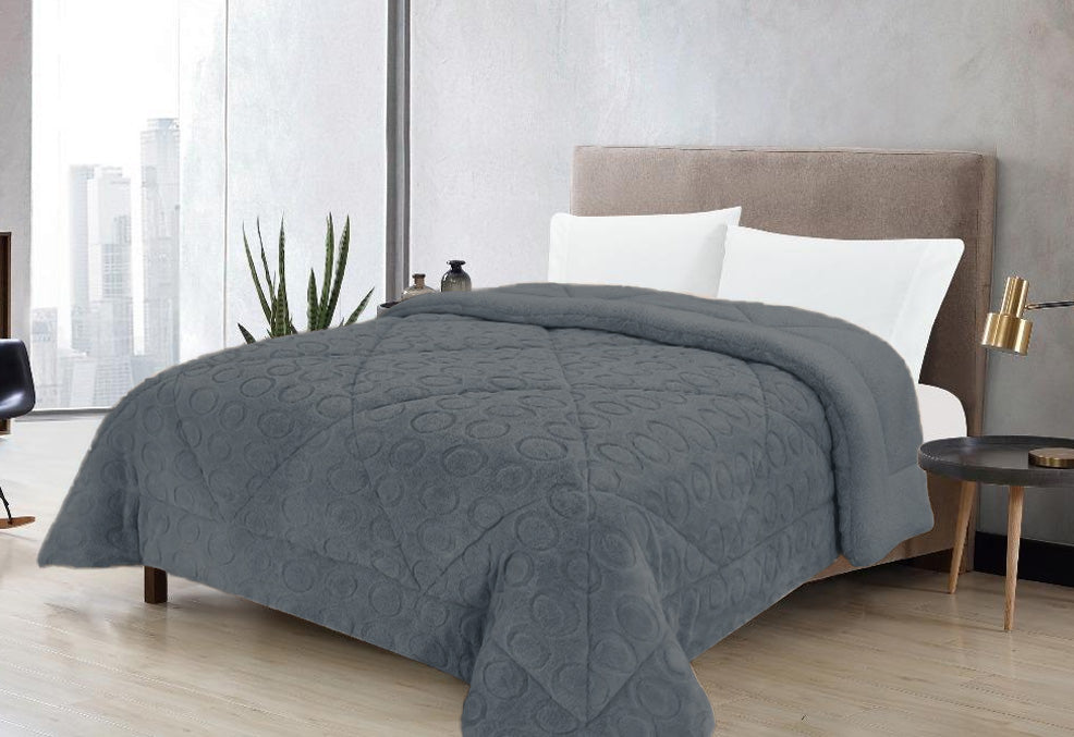 Edredom Pelo de Borrego Dunas Cinza Escuro