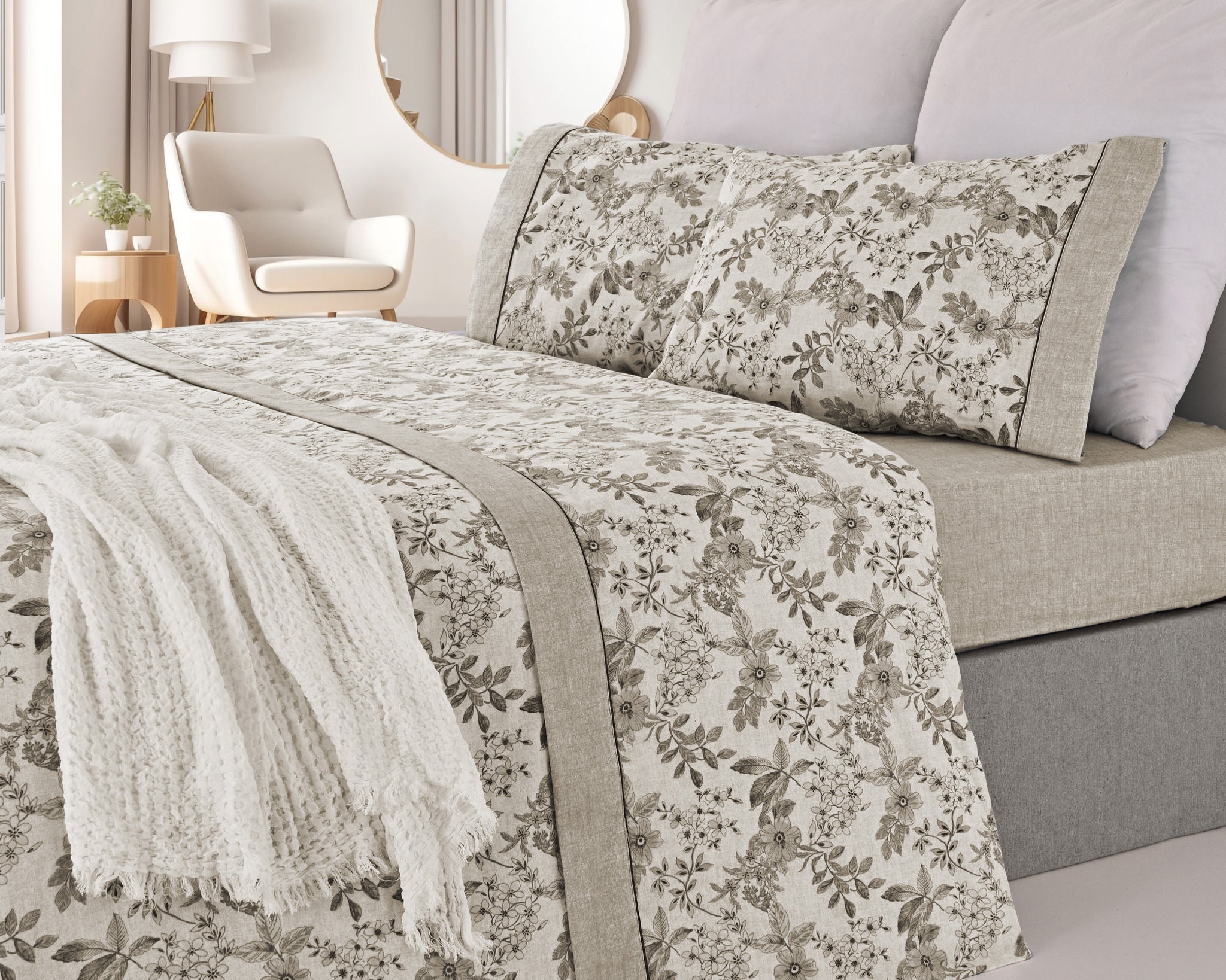 Jogo de Lençóis de Flanela Luar Bege