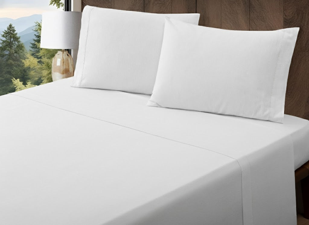 Jogo de Lençóis de Flanela Lisa Branco