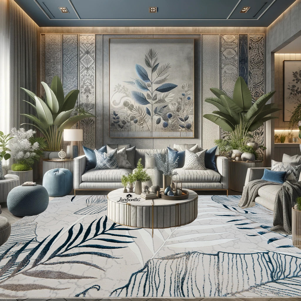 Tapete Hilton Folhas Azul