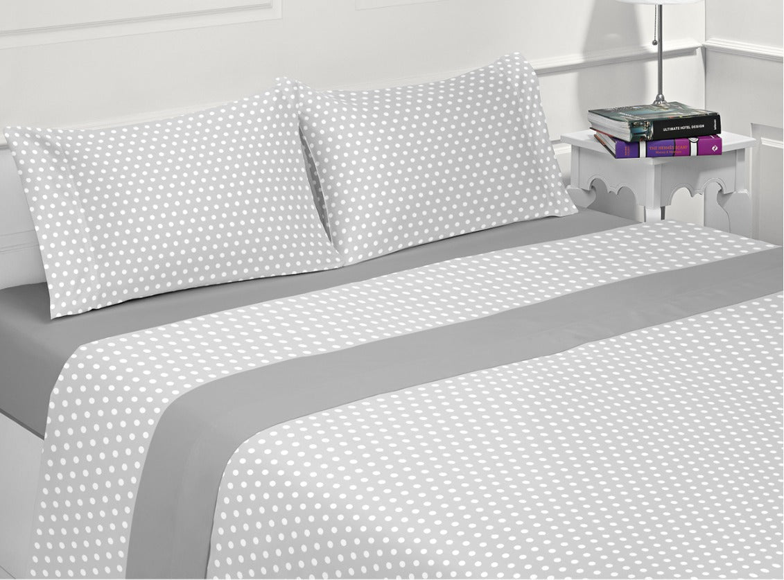 Jogo de Cama de Coralina Veneza Cinza