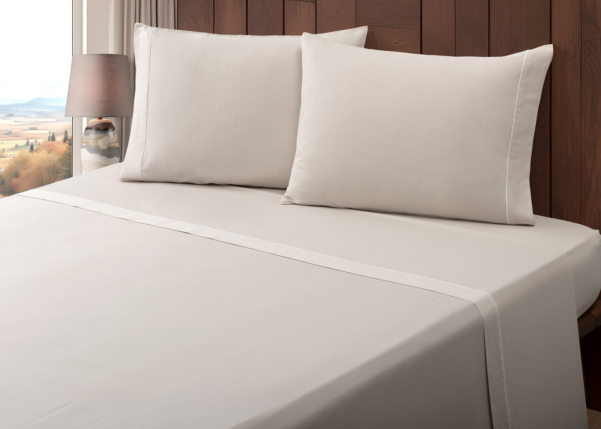 Jogo de Lençóis de Cama Algodão Percal 400 Fios Linho