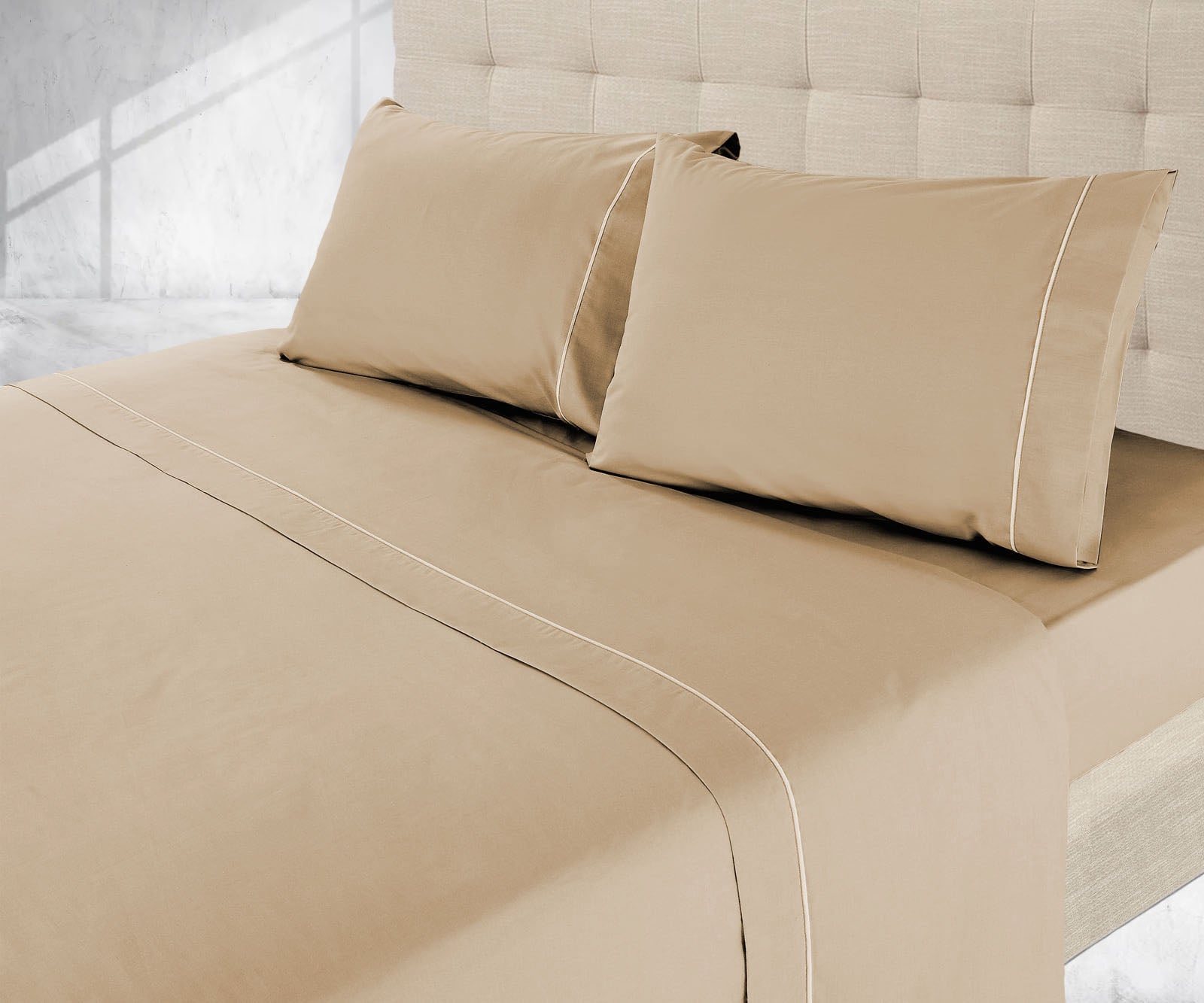 Lençóis de Cama Lisos Bege