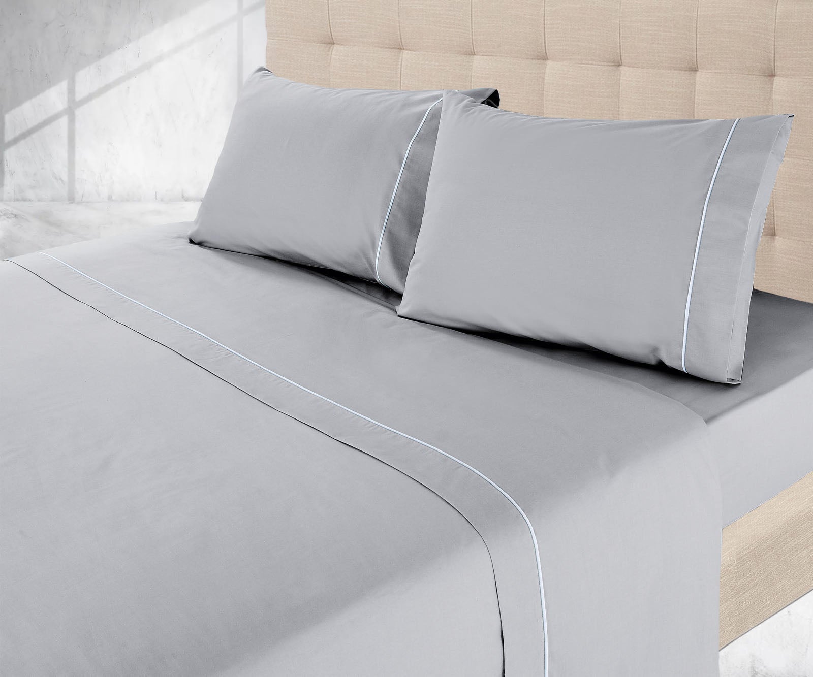 Lençóis de Cama Lisos Cinza
