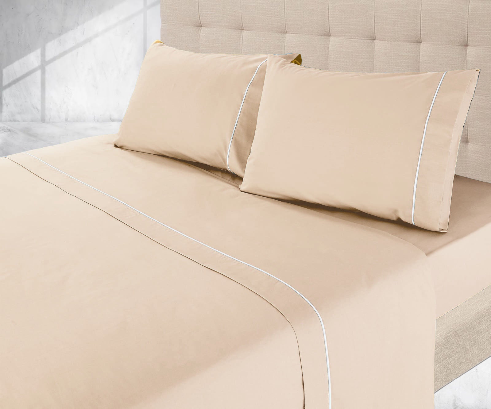 Lençóis de Cama Lisos Bege