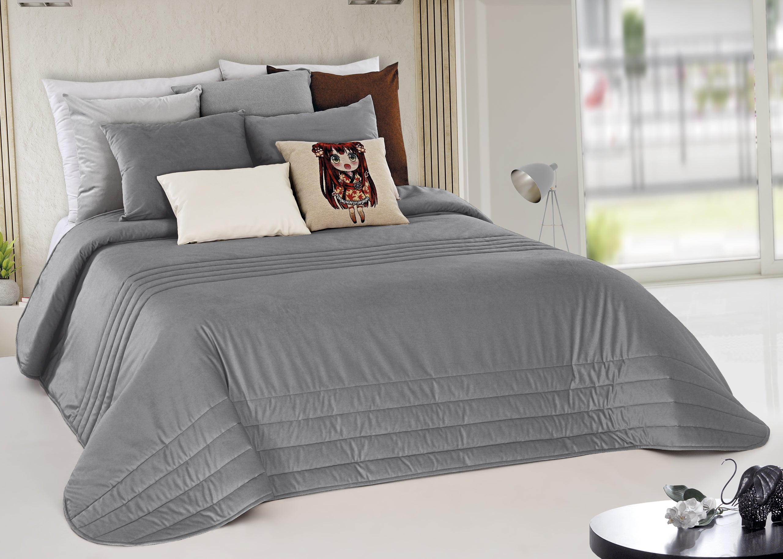 Edredom Mogno 2 Cinza Escuro