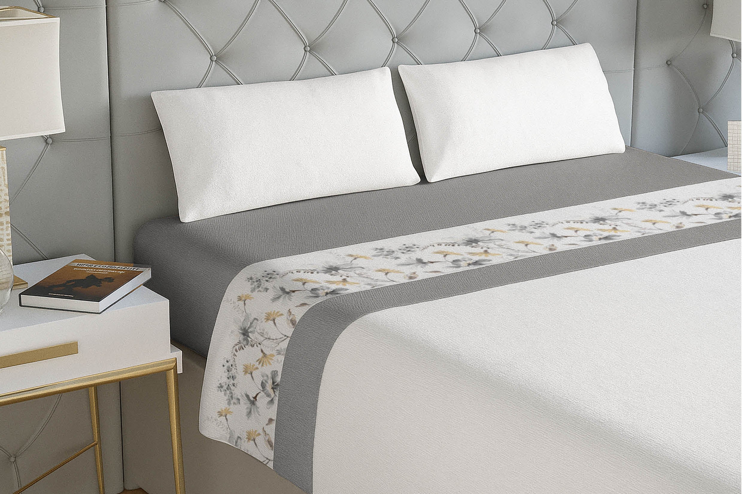 Jogo de Cama de Coralina Raja Cinza