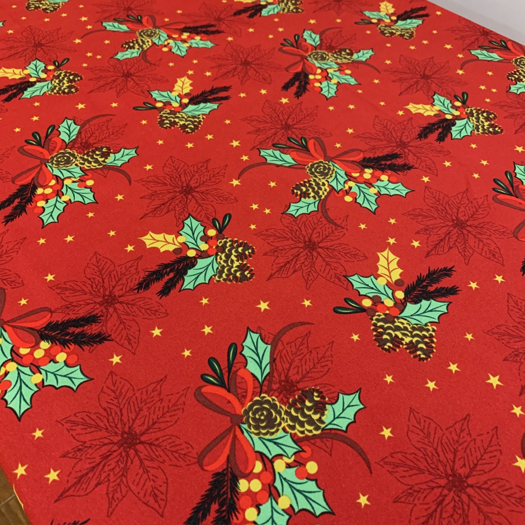 Toalha de Mesa Natal Azevinho - Anti Nódoas