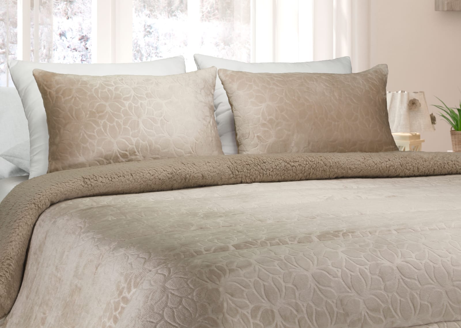 Edredom de Borrego Warm Lótus Bege