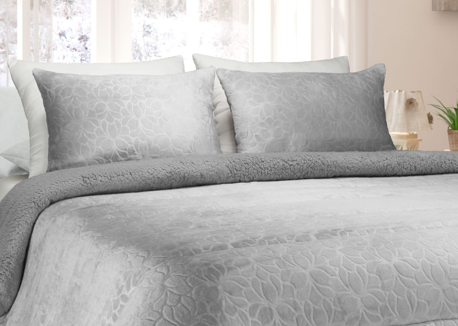 Edredom de Borrego Warm Lótus Cinza