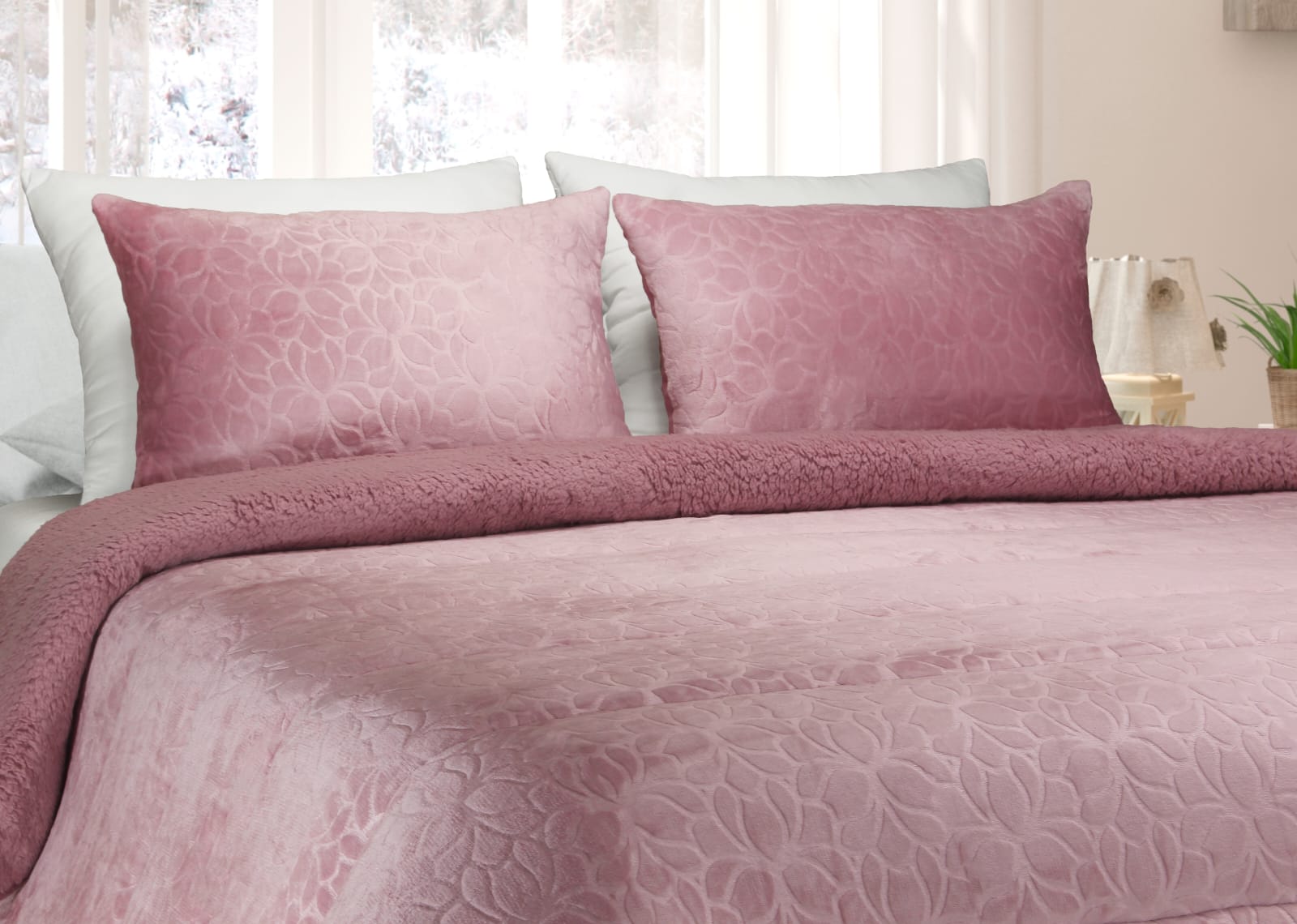 Edredom de Borrego Warm Lótus Rosa