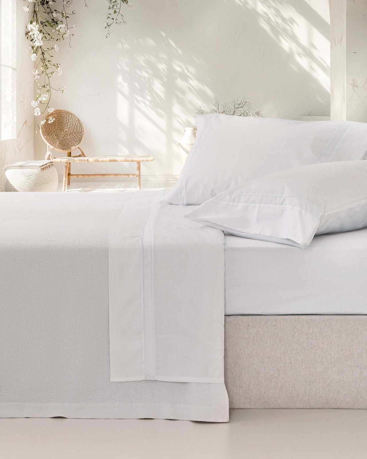 Lençóis Risca Percal 300 Fios - Branco