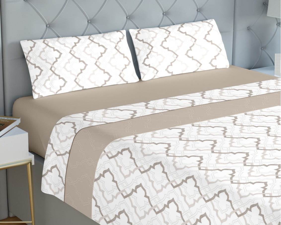 Jogo de Cama de Coralina Giovana Bege