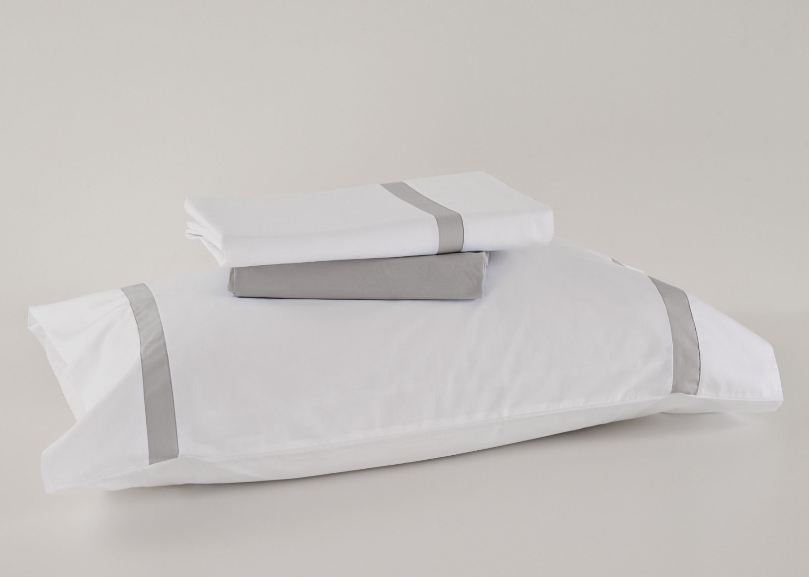 Lençóis Risca Percal 300 Fios - Cinza