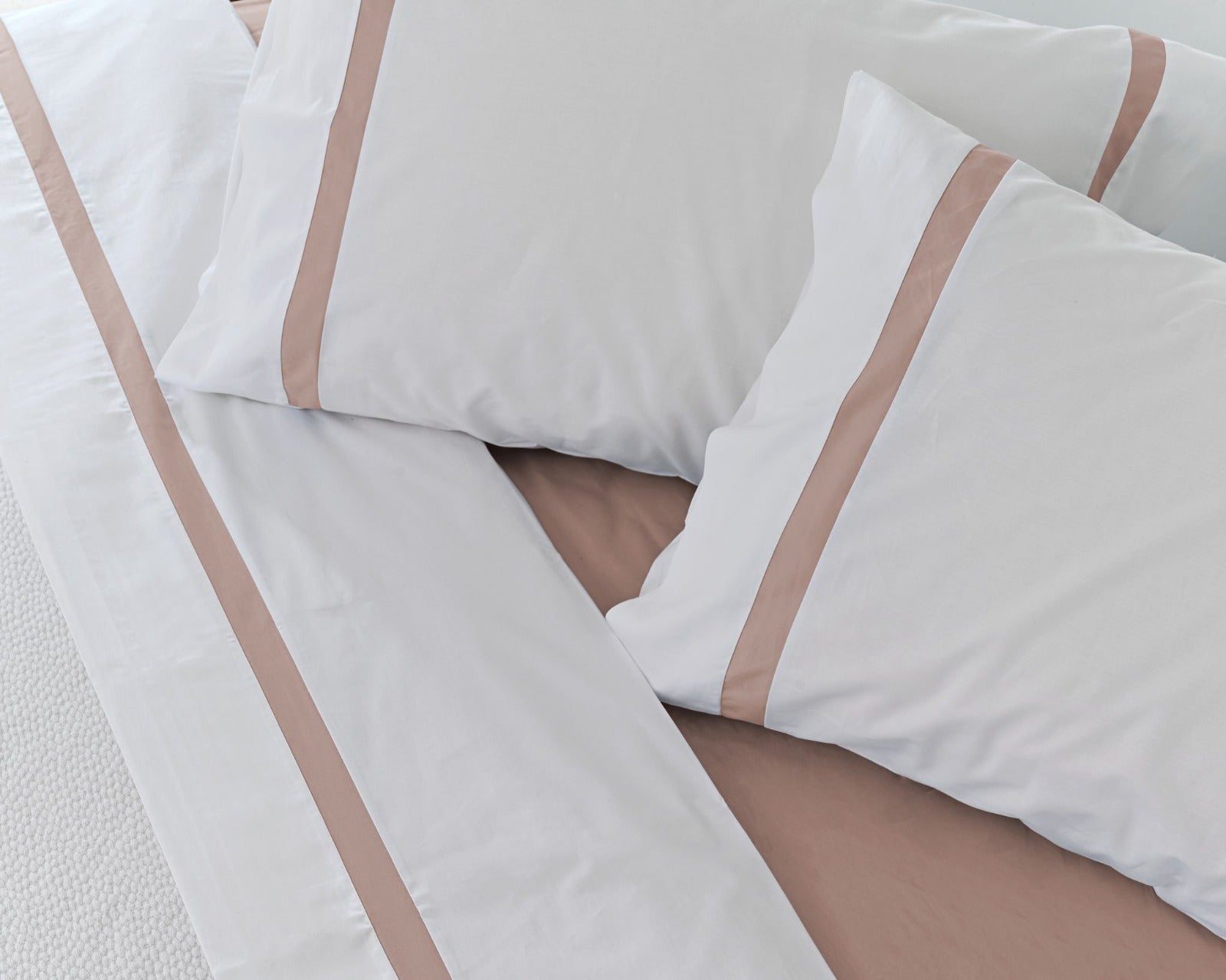 Lençóis Risca Percal 300 Fios - Rosa