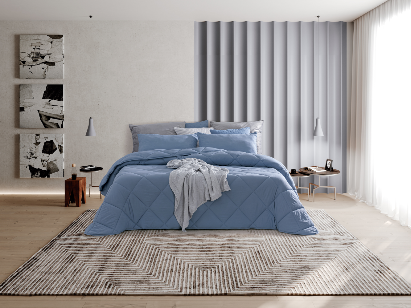 Edredom Yana de Microfibra Suave para Outono e Inverno - 230 g/m², 100% Poliéster, disponível em vários tamanhos (observar prazo para King Size) com inclusão de almofadas para edredons de casal. Fabricado em Portugal.