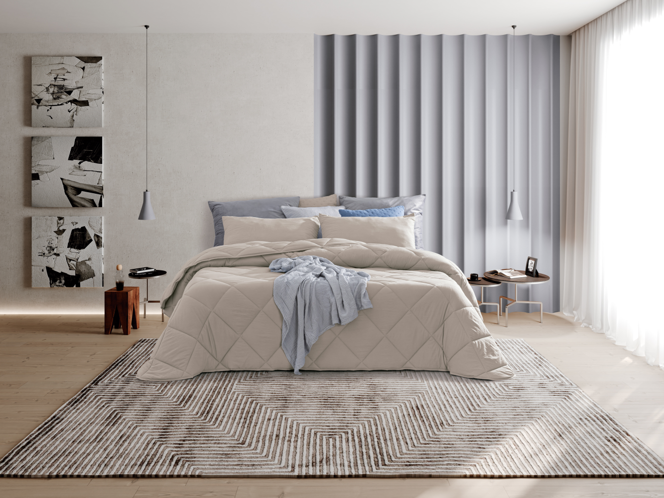 Edredom Yana de Microfibra Suave para Outono e Inverno - 230 g/m², 100% Poliéster, disponível em vários tamanhos (observar prazo para King Size) com inclusão de almofadas para edredons de casal. Fabricado em Portugal.