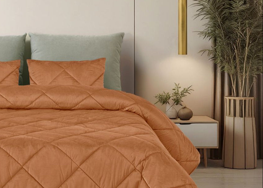 Edredom de Veludo Velvet Cristal Terracota
