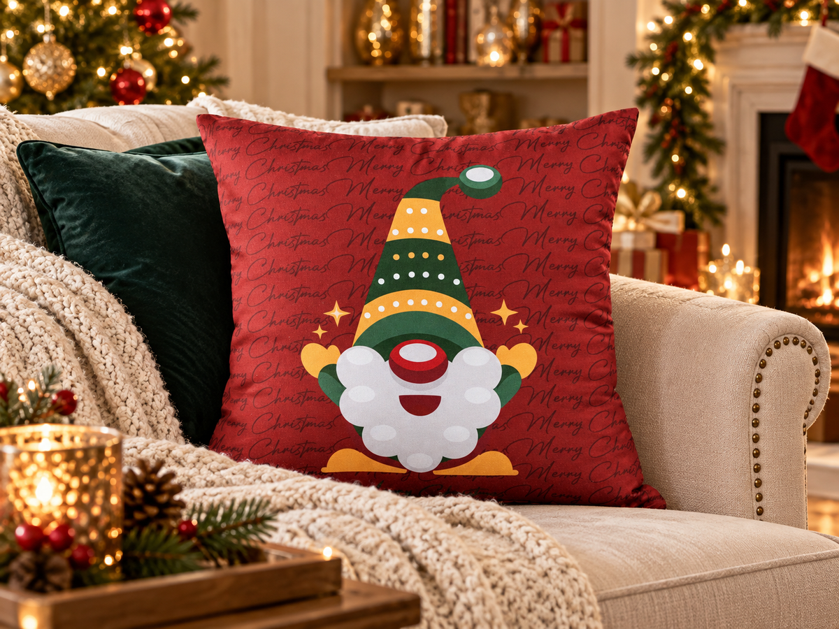 Almofada Decorativa de Natal Gnomo