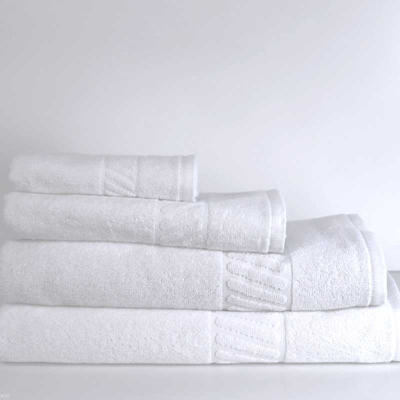 Toalhas de Hotelaria Brancas Barra Diagonal - Fio Duplo Torcido