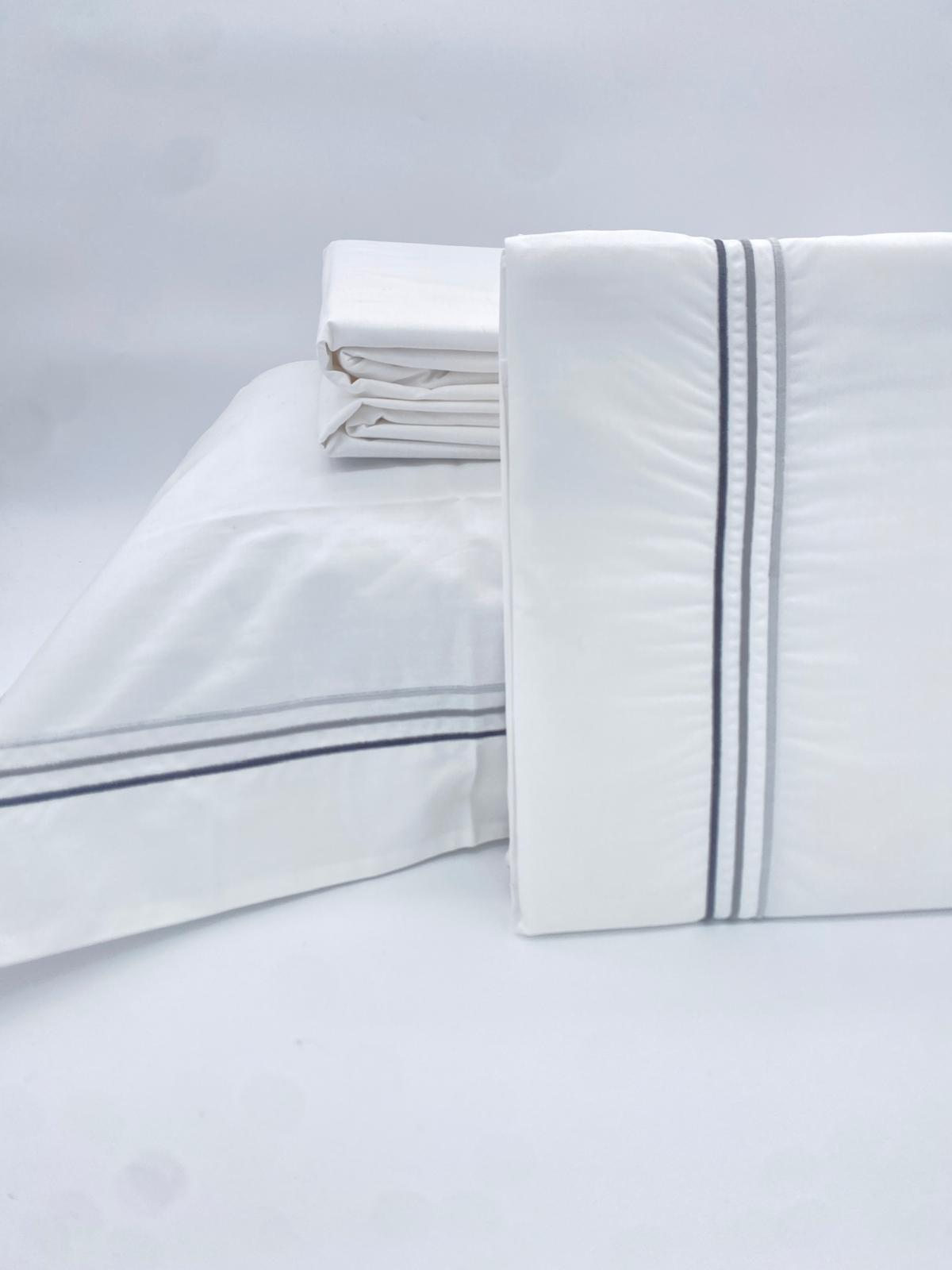 Lençóis Percal 200 Fios Triplo Rolinho - Cinza