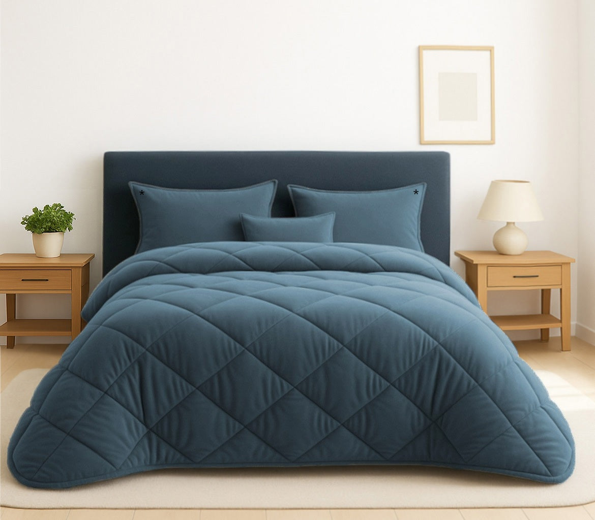 Edredom de Veludo Velux Azul