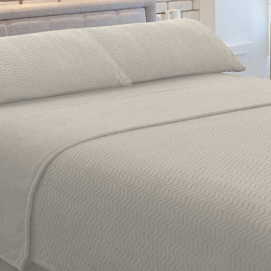 Lençóis de Cama Coralina Lisos ZigZag Pérola