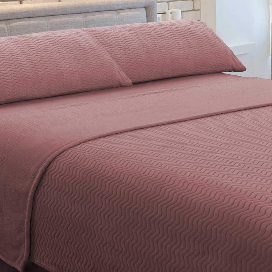 Lençóis de Cama Coralina Lisos ZigZag Rosa