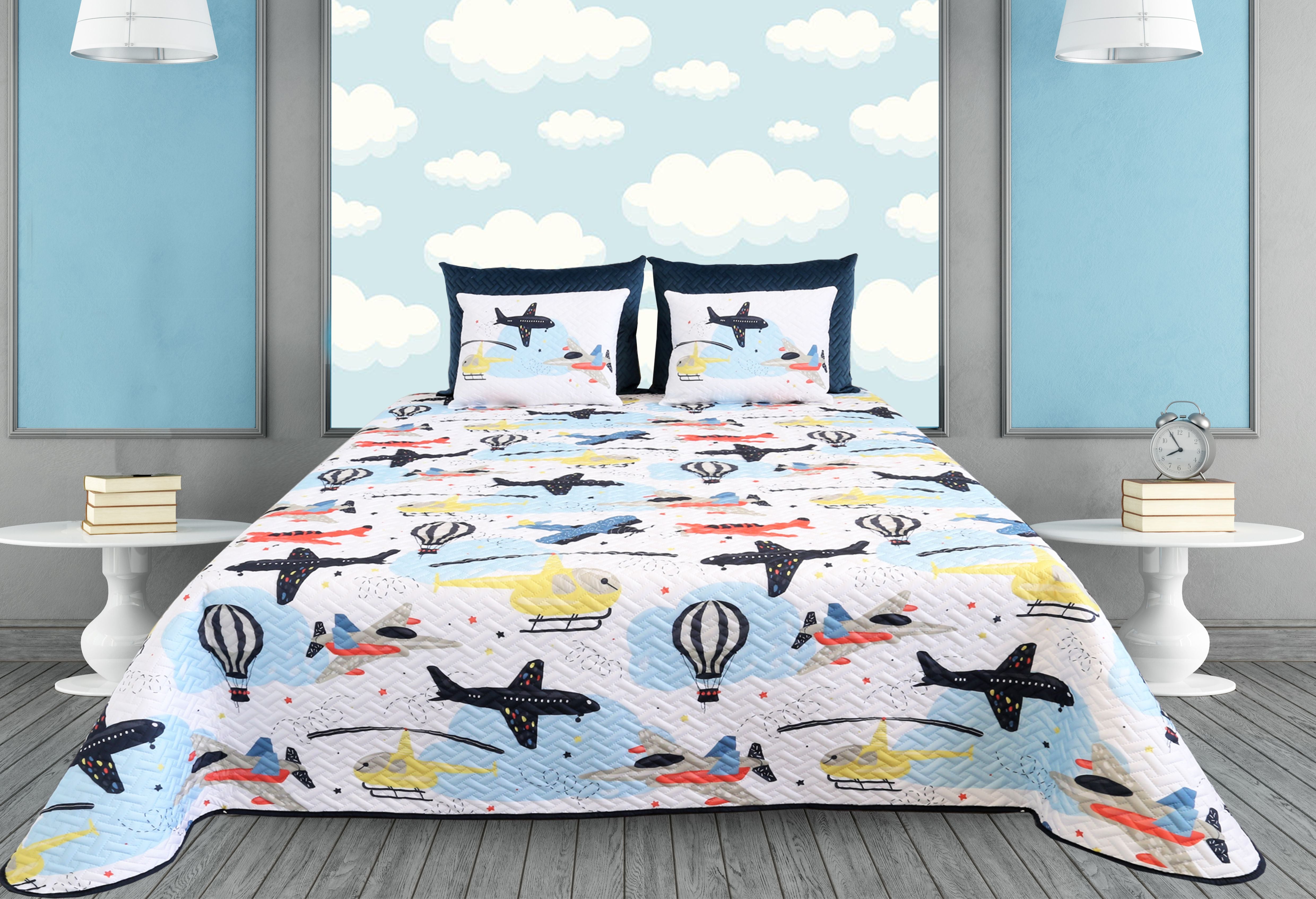 Colcha Jet - Colcha Infantil com Desenhos de Aviões, Helicópteros