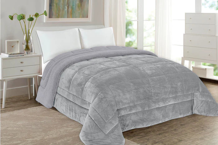 Edredom Pelo de Borrego Super Soft Cinza Prata