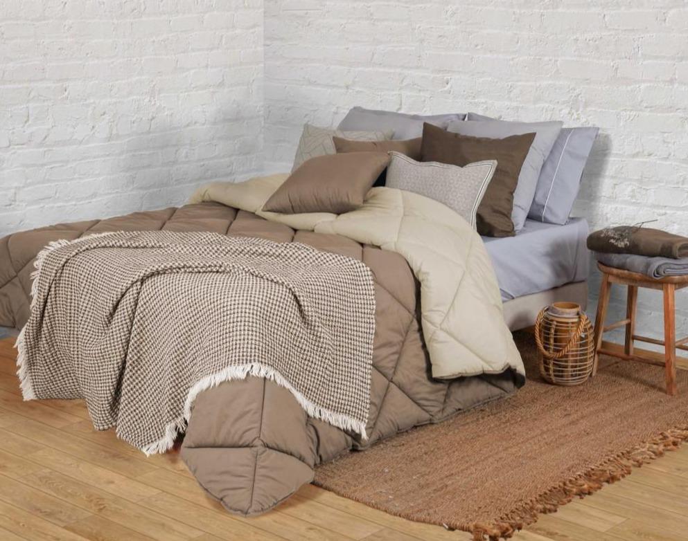 Edredão de Aquecimento Bicolor Taupe e Bege freeshipping - Larbonito