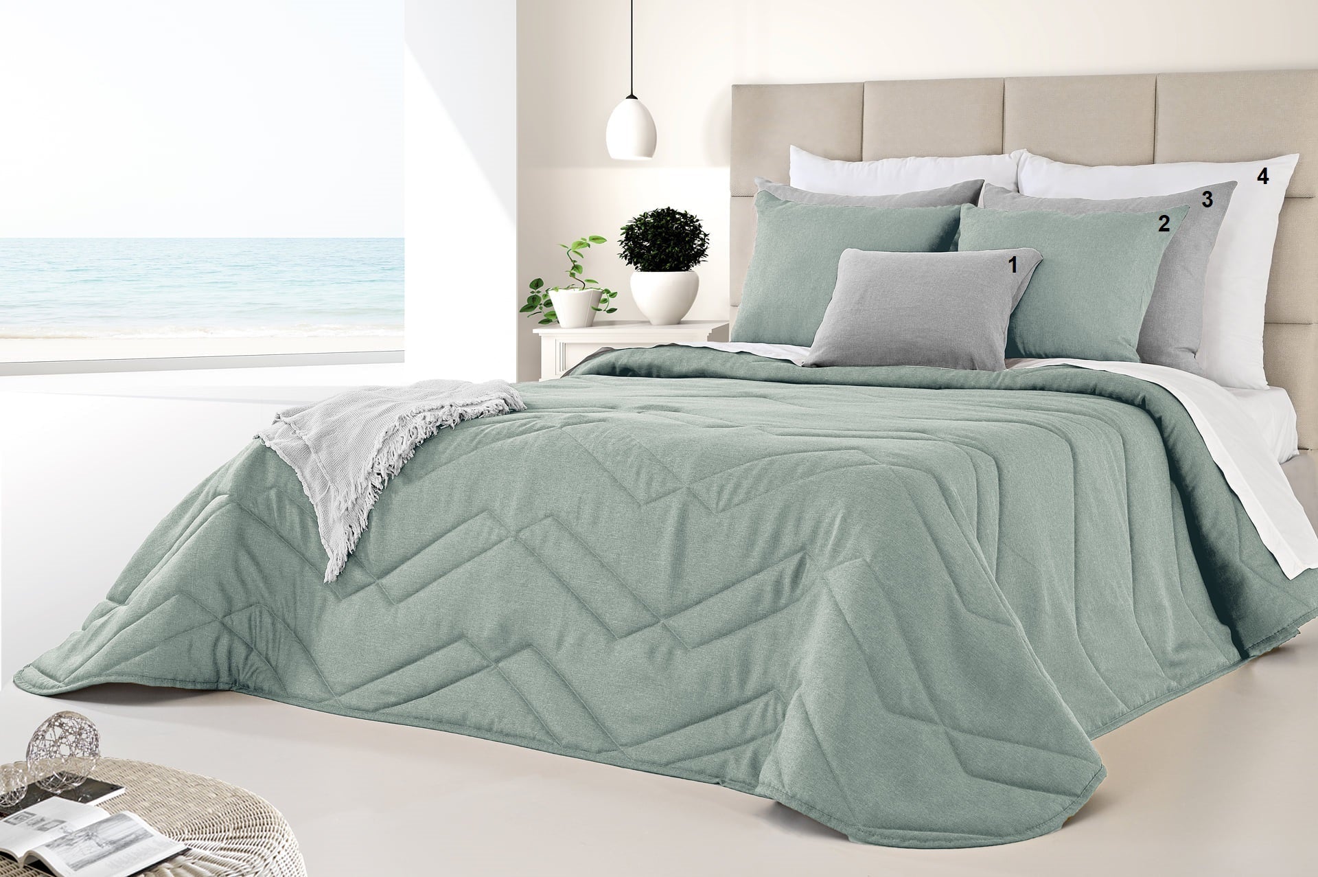 Edredom Linen Verde Agua - Larbonito