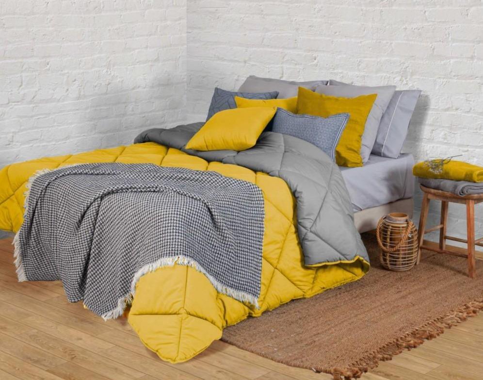 Edredon de Aquecimento Bicolor Amarelo e Cinza freeshipping - Larbonito