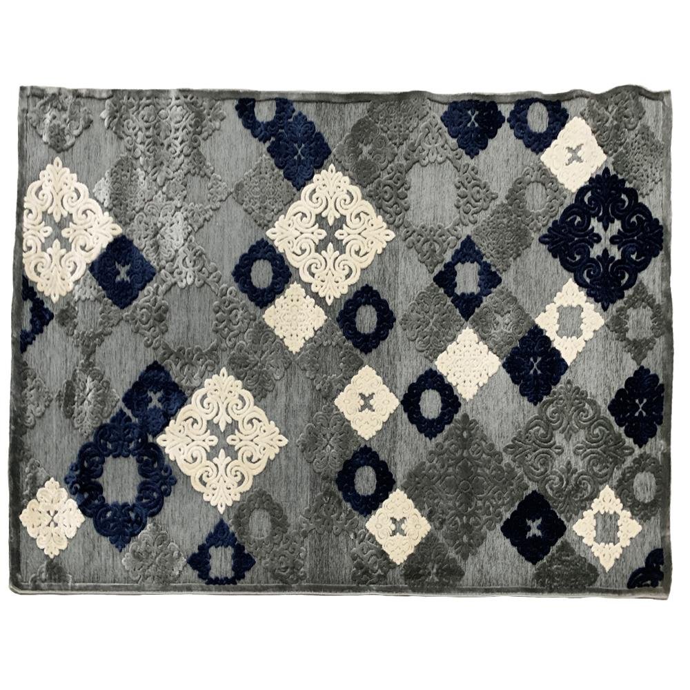 Tapete Moderno e Clássico Cinza/Azul freeshipping - Larbonito