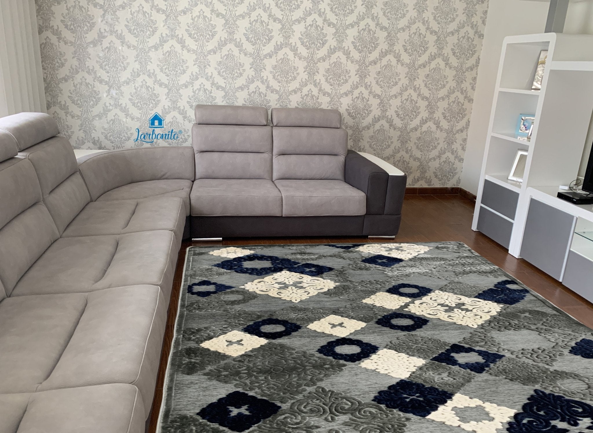 Tapete Moderno e Clássico Cinza/Azul freeshipping - Larbonito