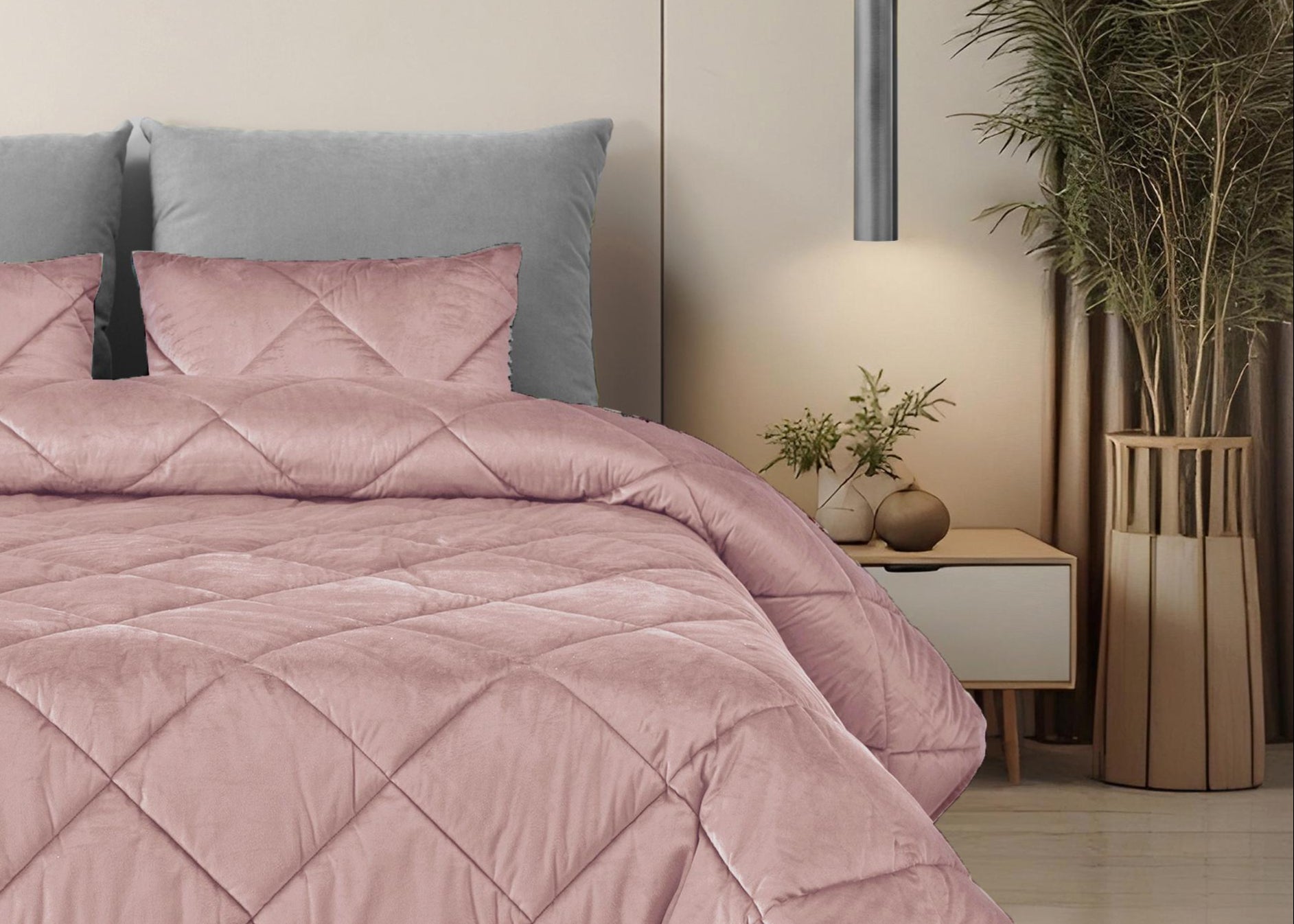 Edredom de Veludo Velvet Cristal Rosa