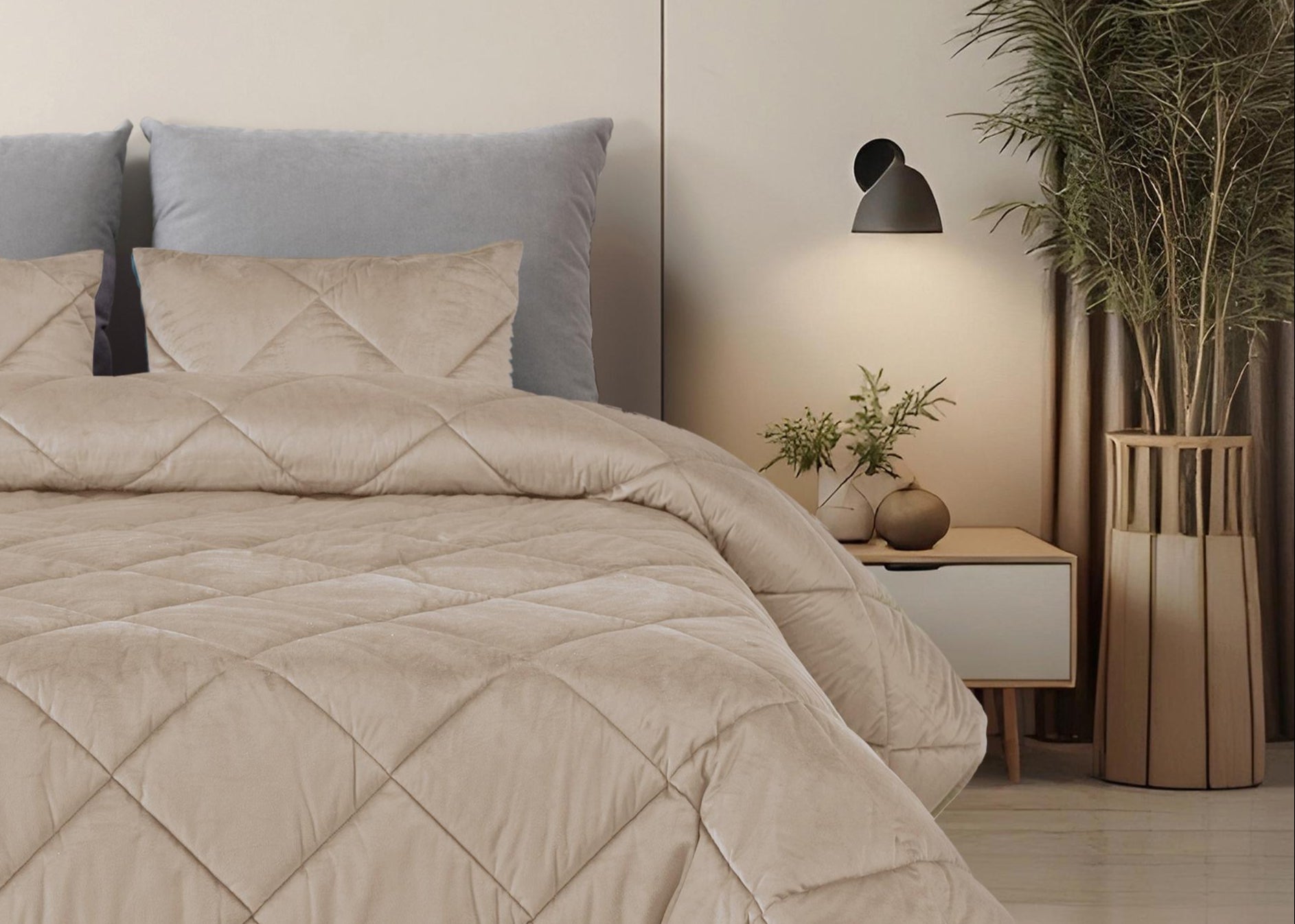 Edredom de Veludo Velvet Cristal Bege