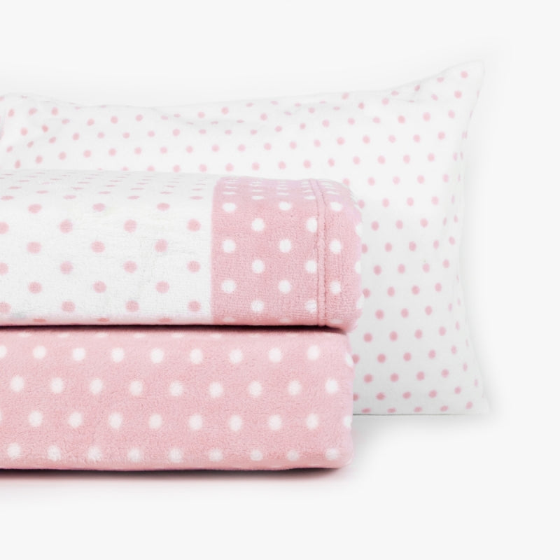 Jogo de Cama de Coralina Bolinhas Rosa