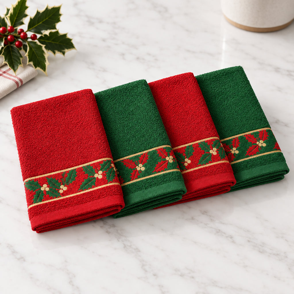 Panos de Cozinha de Natal Azevinho