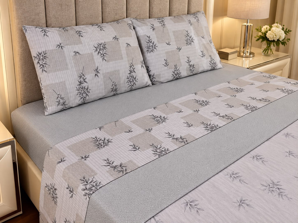 Jogo de Lençóis de Cama Flanela Area Cinza