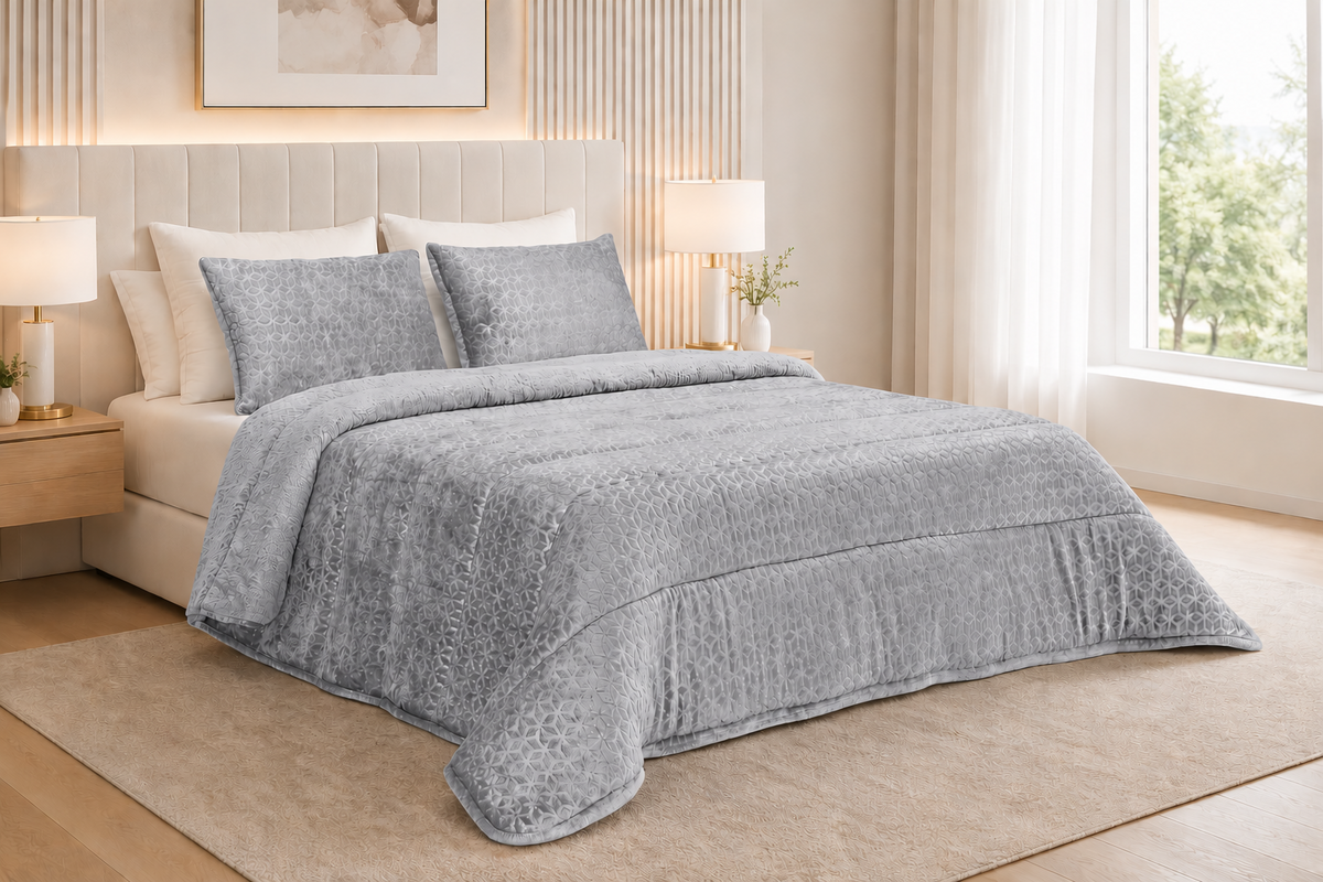 Edredom de Borrego Warm Cubo Cinza