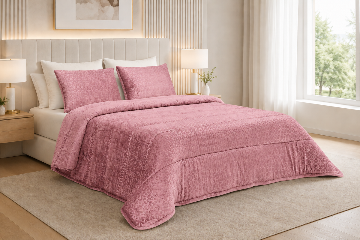 Edredom de Borrego Warm Cubo Rosa