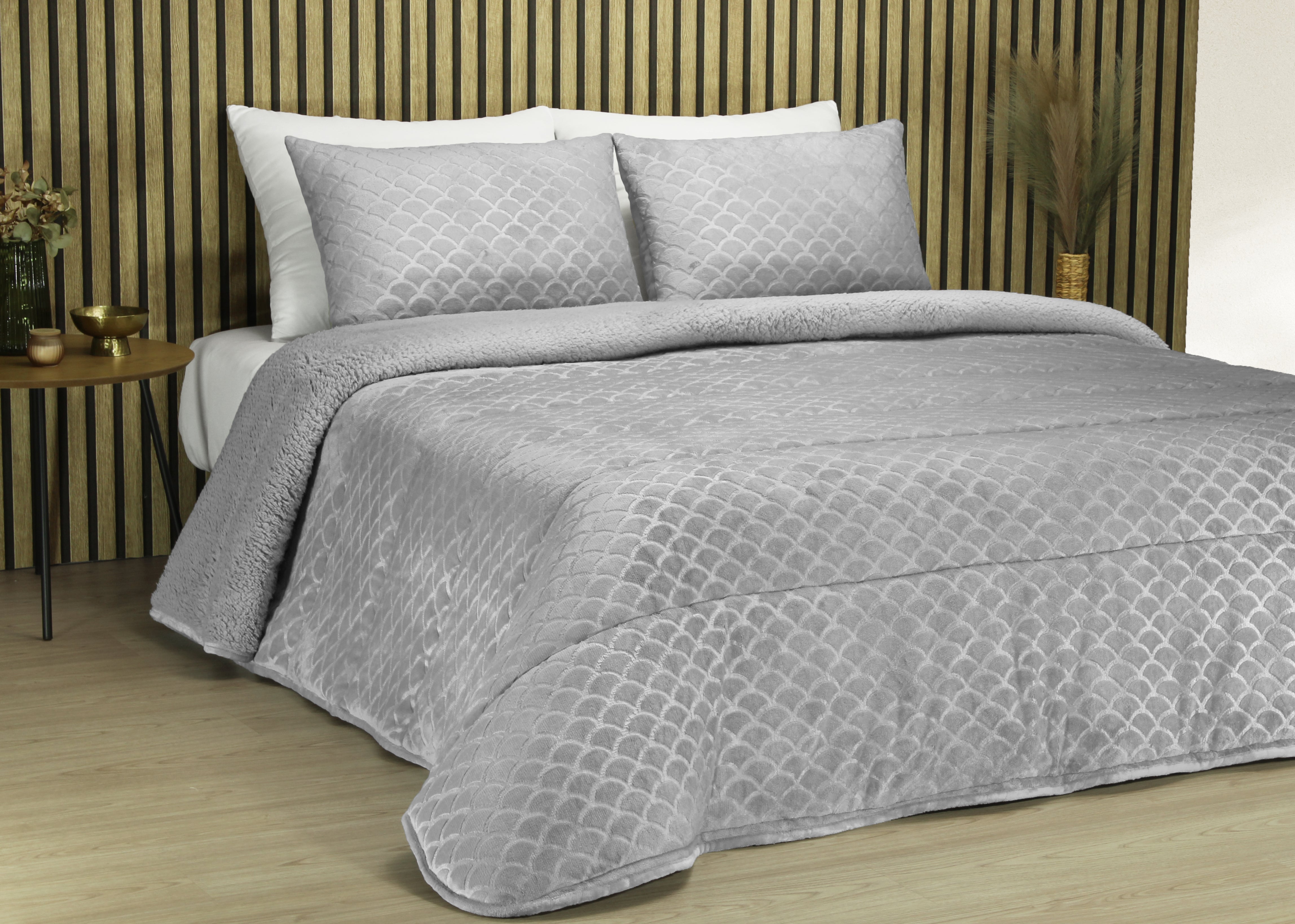 Edredom de Borrego Warm Conchas Cinza